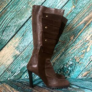 Regina Romero sport brown suede crunch leather boots